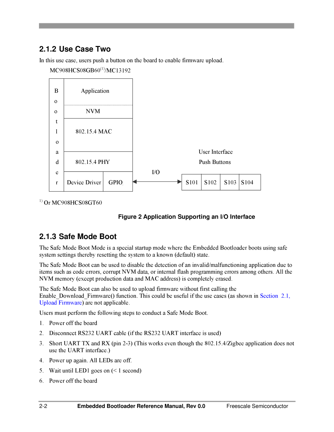 Freescale Semiconductor 802.15.4 manual Use Case Two, Safe Mode Boot 