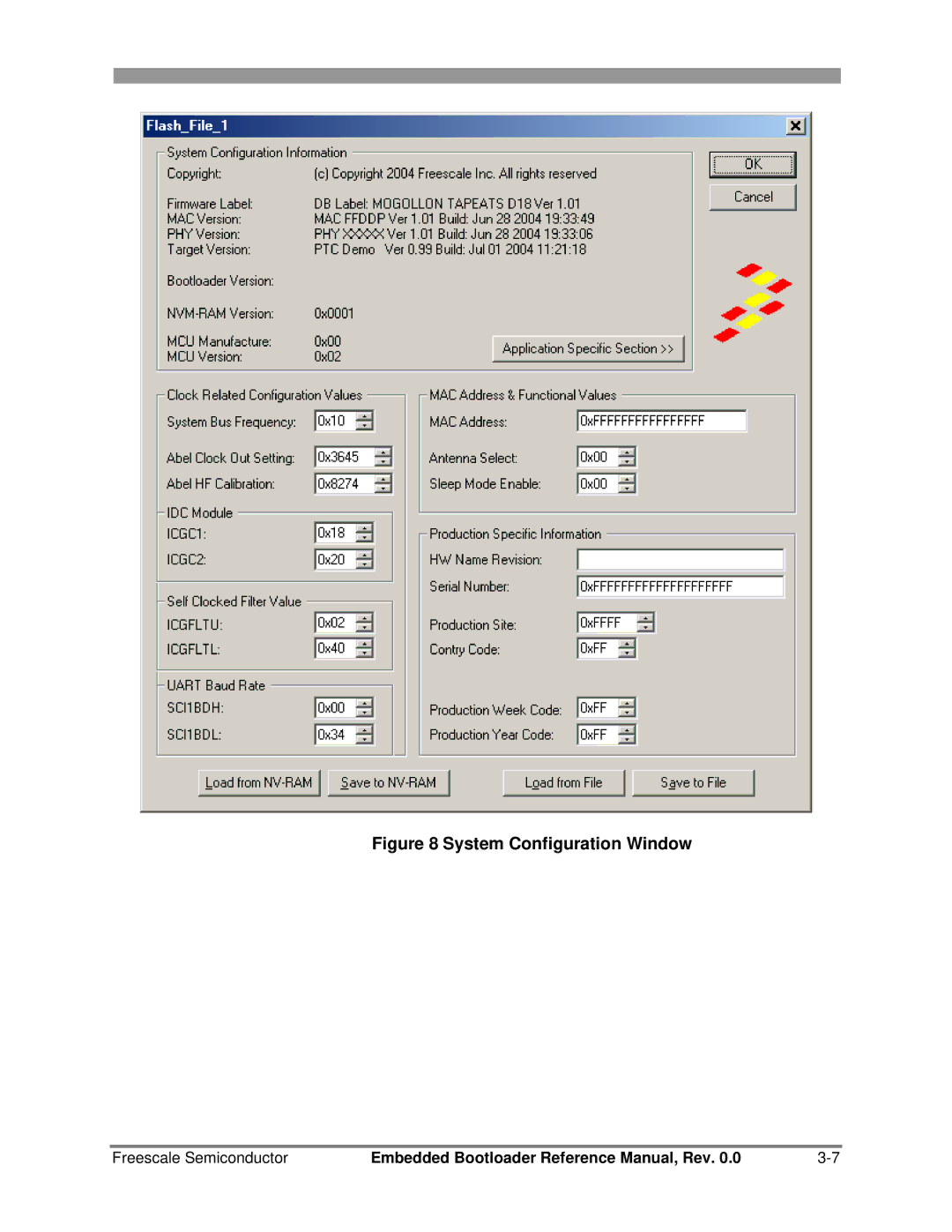 Freescale Semiconductor 802.15.4 manual System Configuration Window 