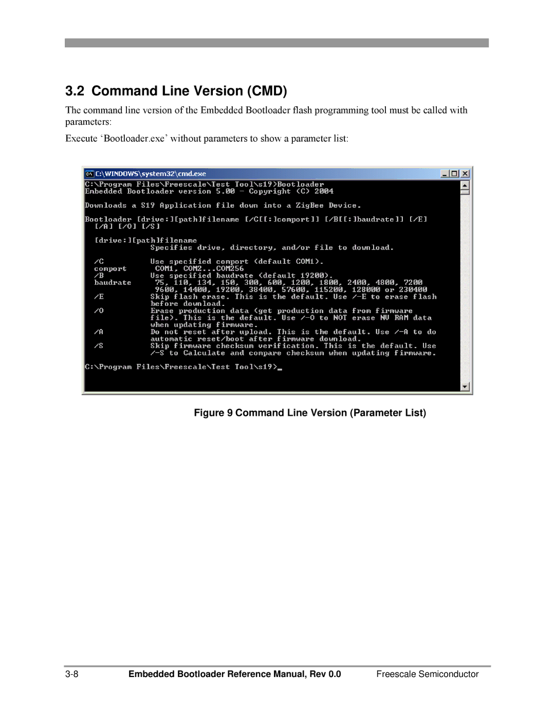 Freescale Semiconductor 802.15.4 manual Command Line Version CMD, Command Line Version Parameter List 