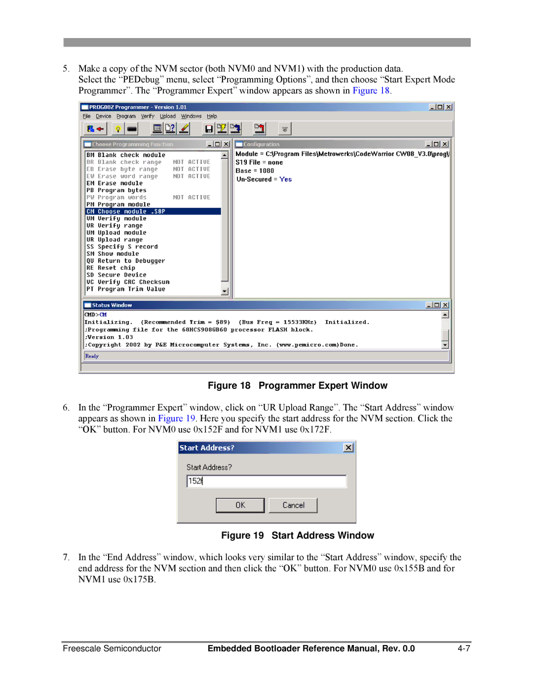 Freescale Semiconductor 802.15.4 manual Programmer Expert Window 