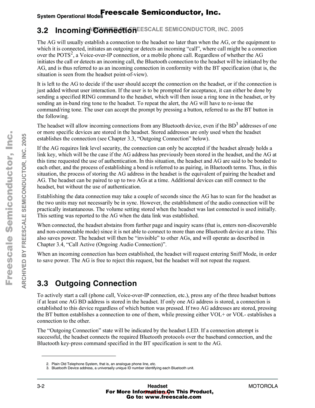 Freescale Semiconductor 94001480400/D manual Incoming Connection, Outgoing Connection, System Operational Modes 