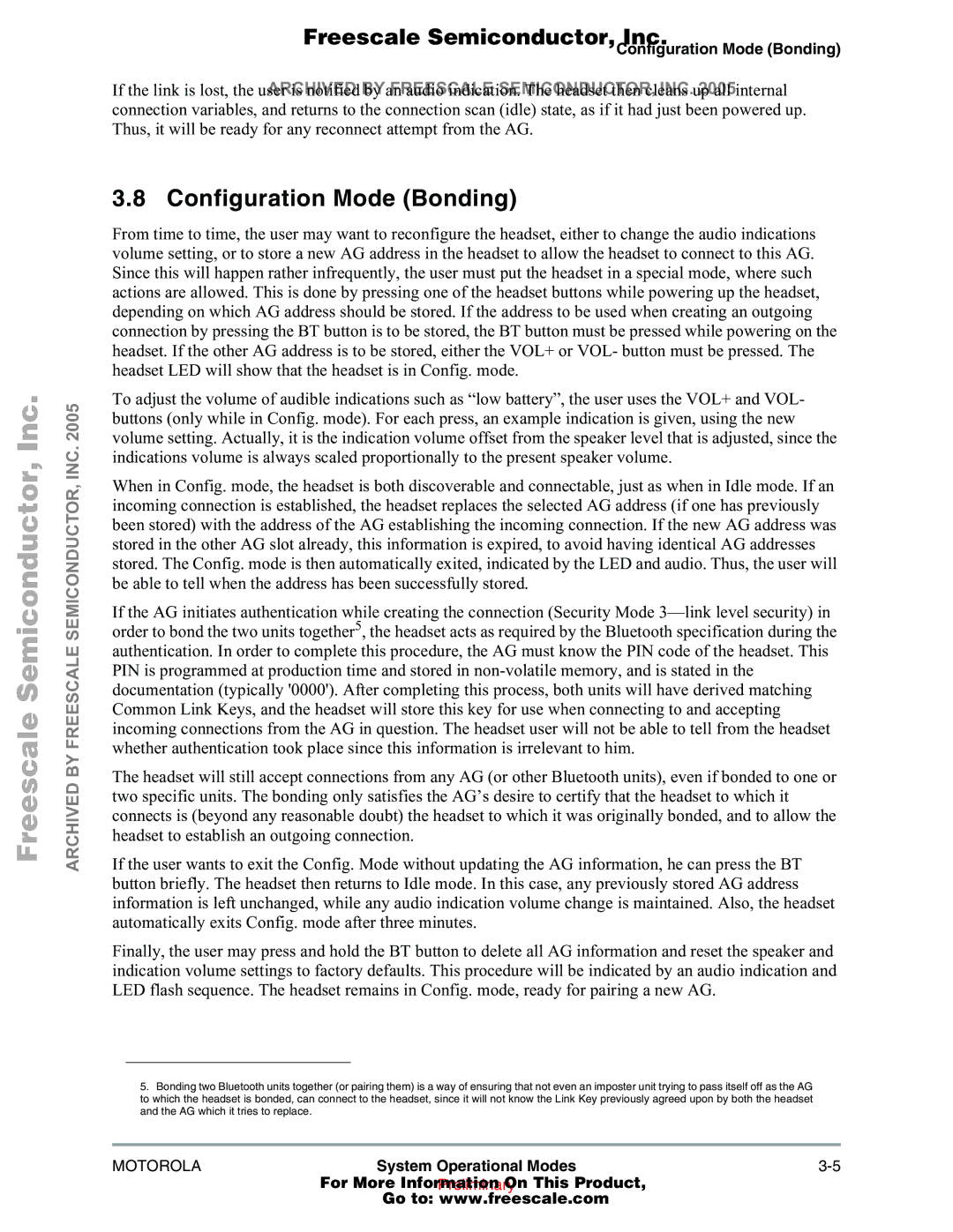 Freescale Semiconductor 94001480400/D manual Configuration Mode Bonding 