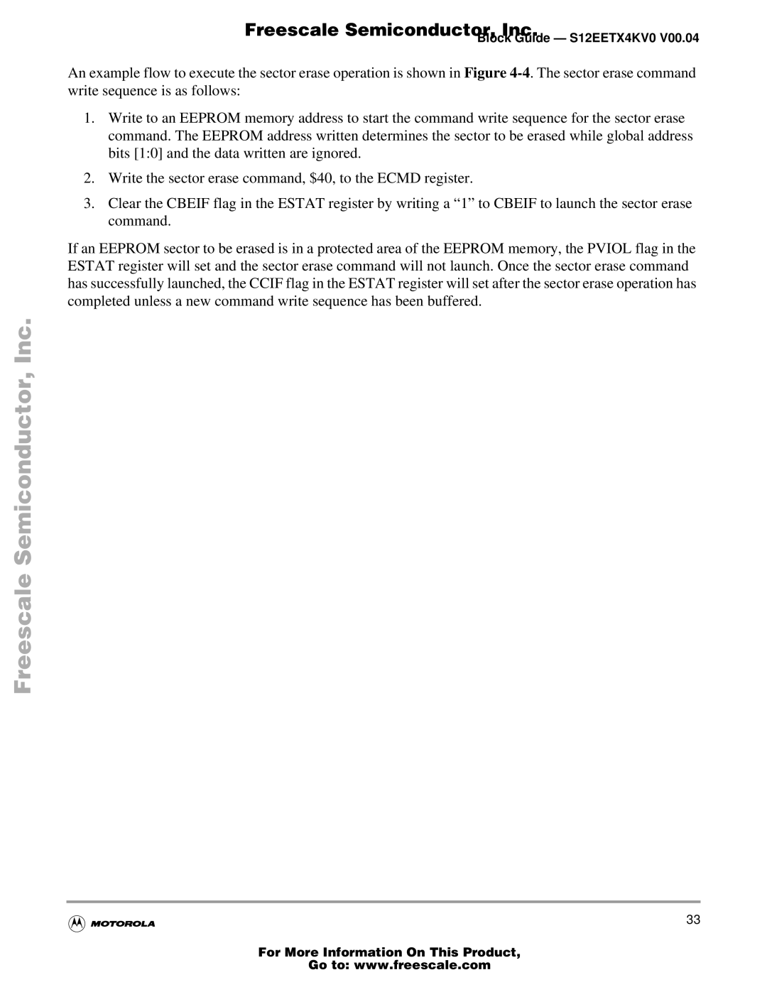 Freescale Semiconductor EETX4K, Block Guide warranty Freescale Semiconductor, Inc 