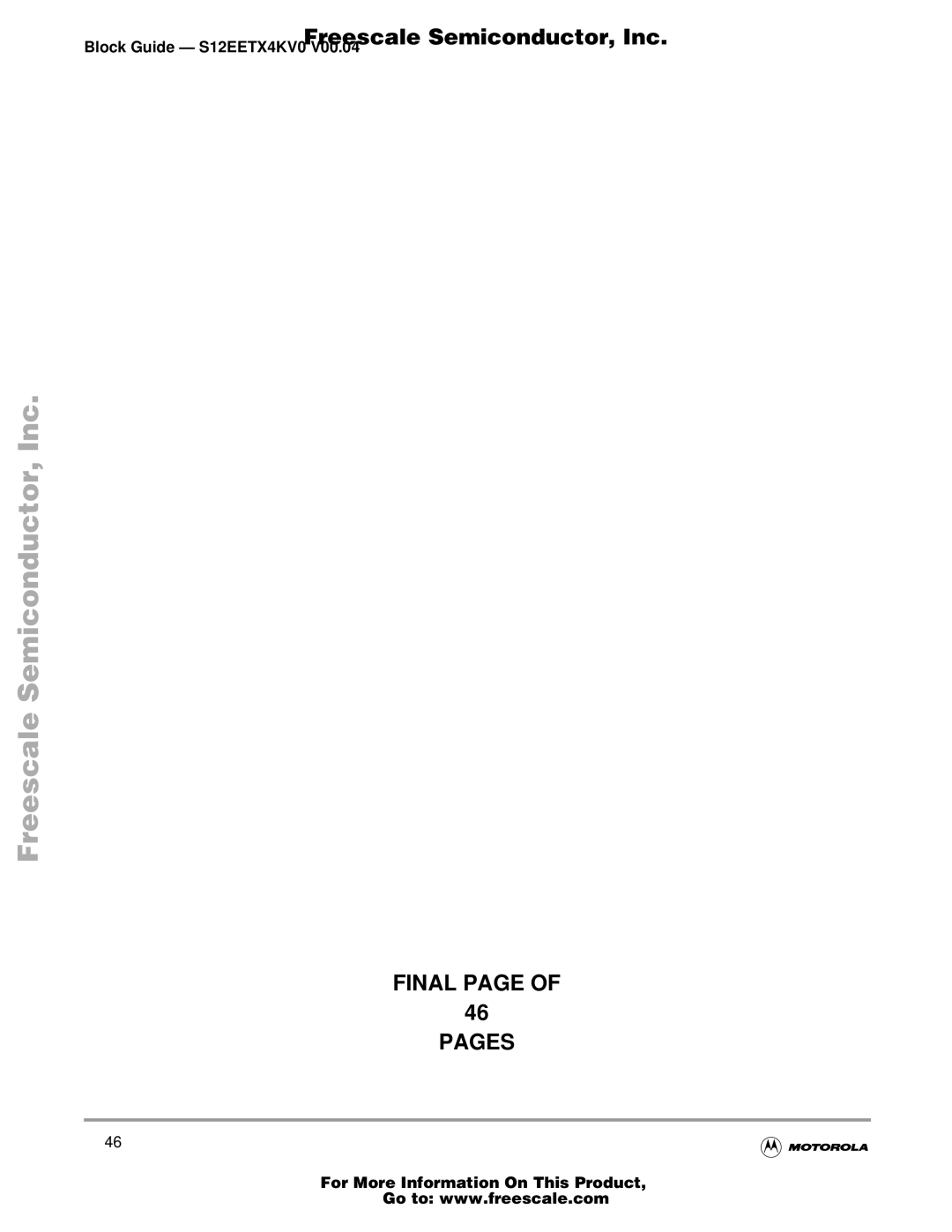 Freescale Semiconductor Block Guide, EETX4K warranty Final Pages 