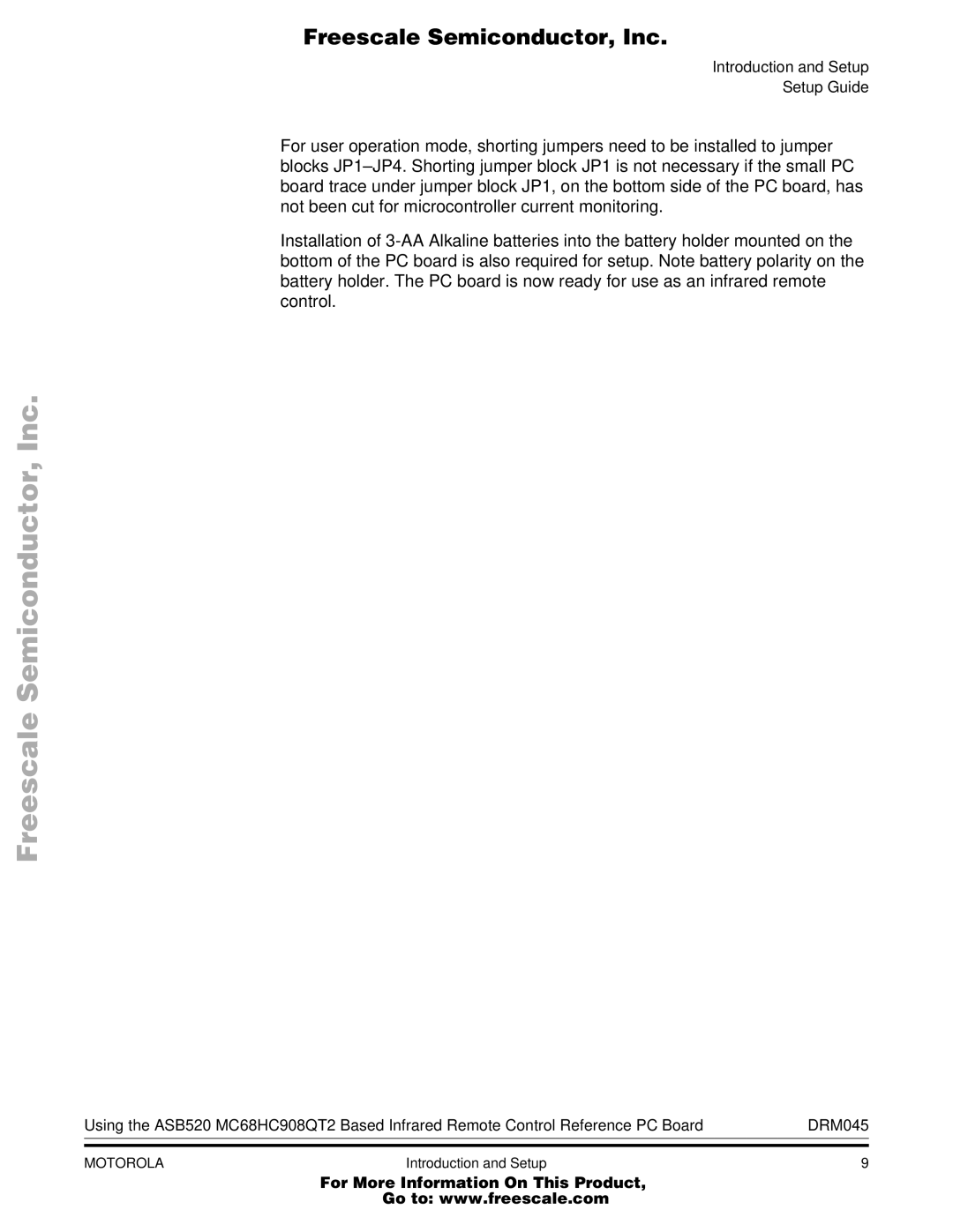 Freescale Semiconductor MC68HC908QT2, M68HC08 manual Introduction and Setup Setup Guide 