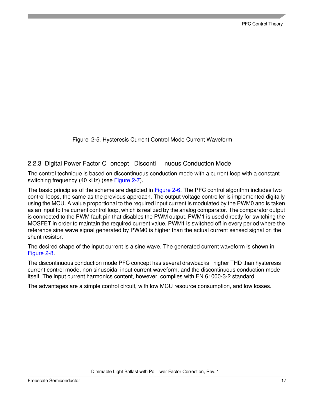 Freescale Semiconductor M68HC08 manual Digital Power Factor Concept Discontinuous Conduction Mode 