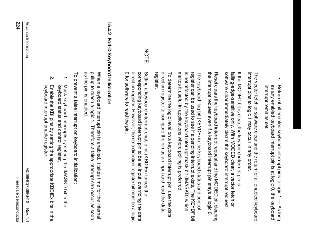 Freescale Semiconductor MC68HC08KH12 manual 224 