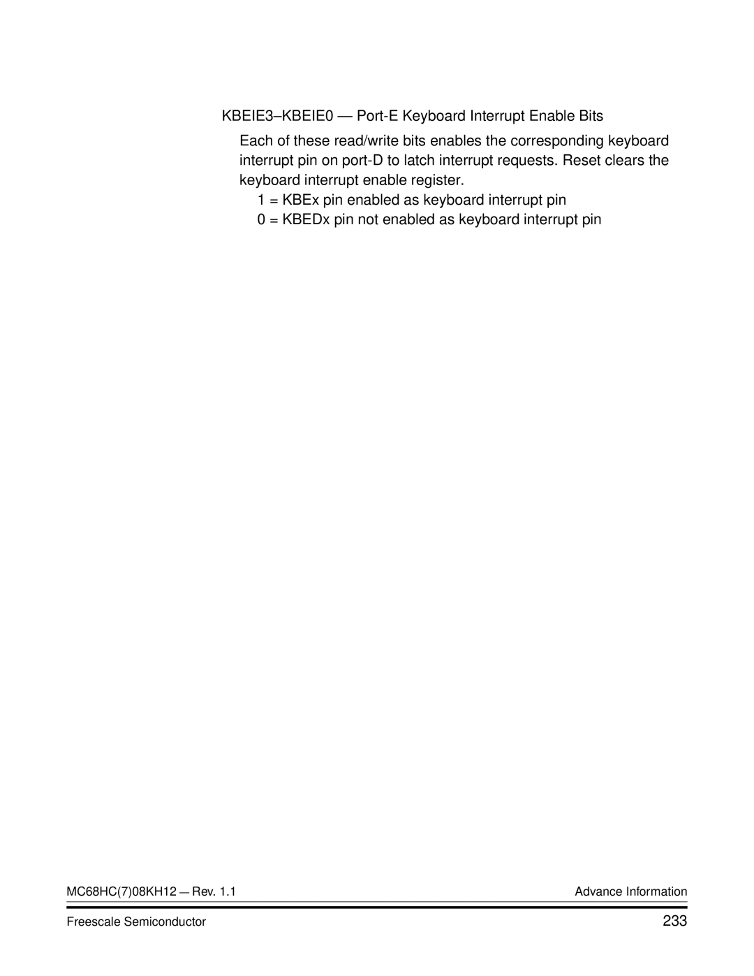 Freescale Semiconductor MC68HC08KH12 manual 233 