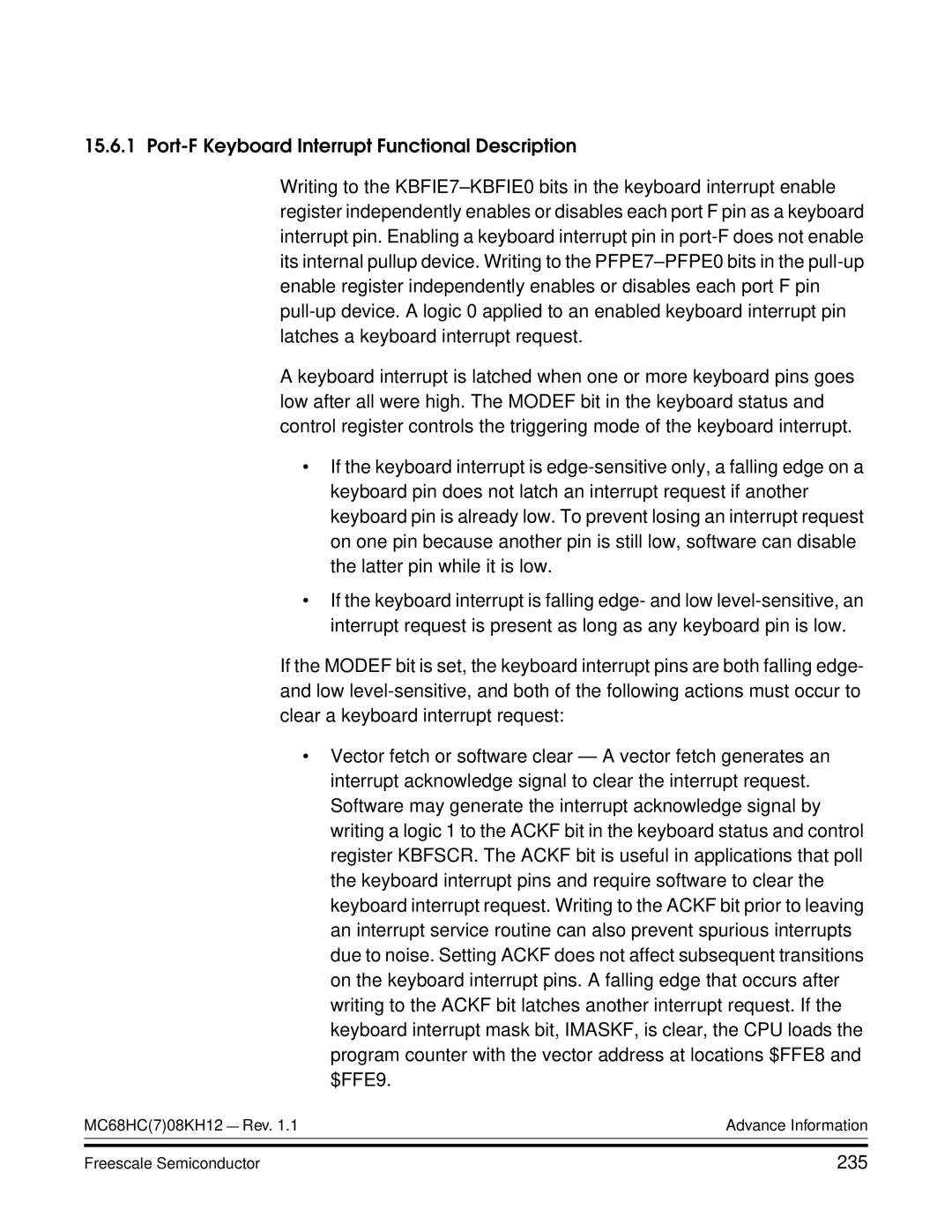 Freescale Semiconductor MC68HC08KH12 manual 235 