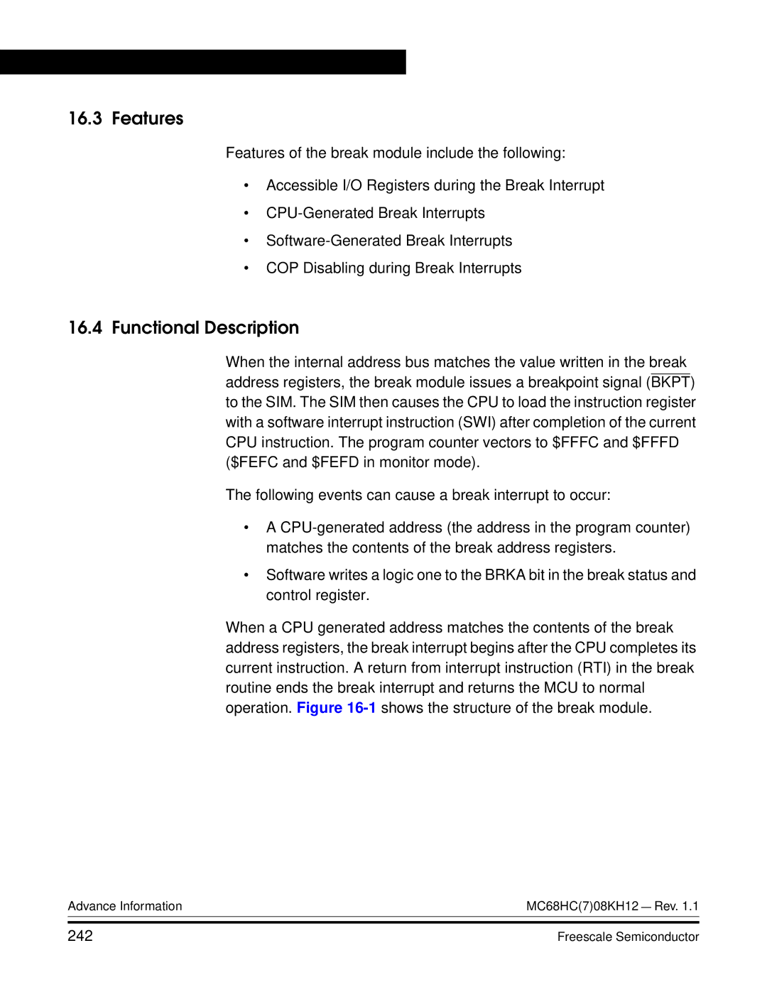 Freescale Semiconductor MC68HC08KH12 manual Features, 242 