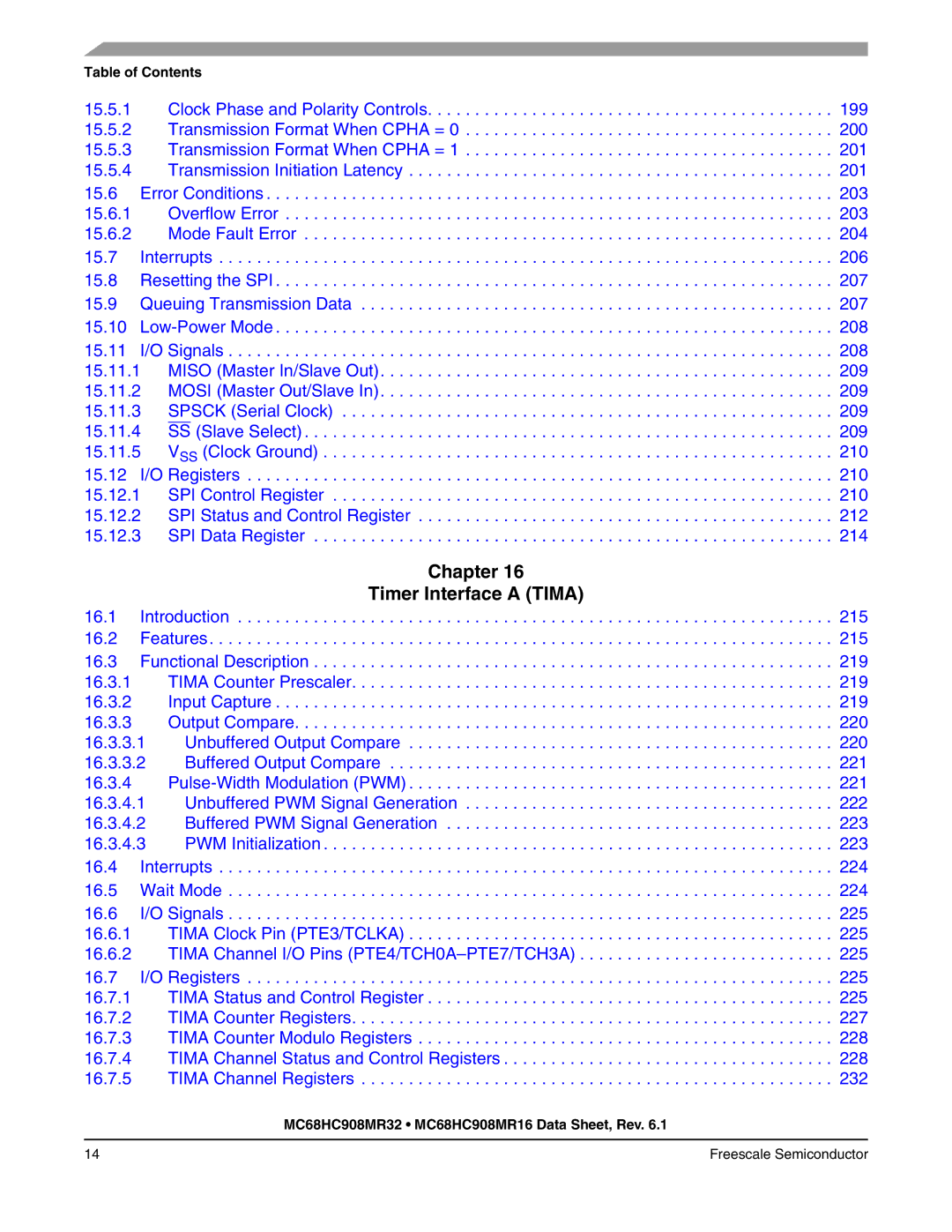 Freescale Semiconductor MC68HC908MR32, MC68HC908MR16 manual Chapter Timer Interface a Tima 