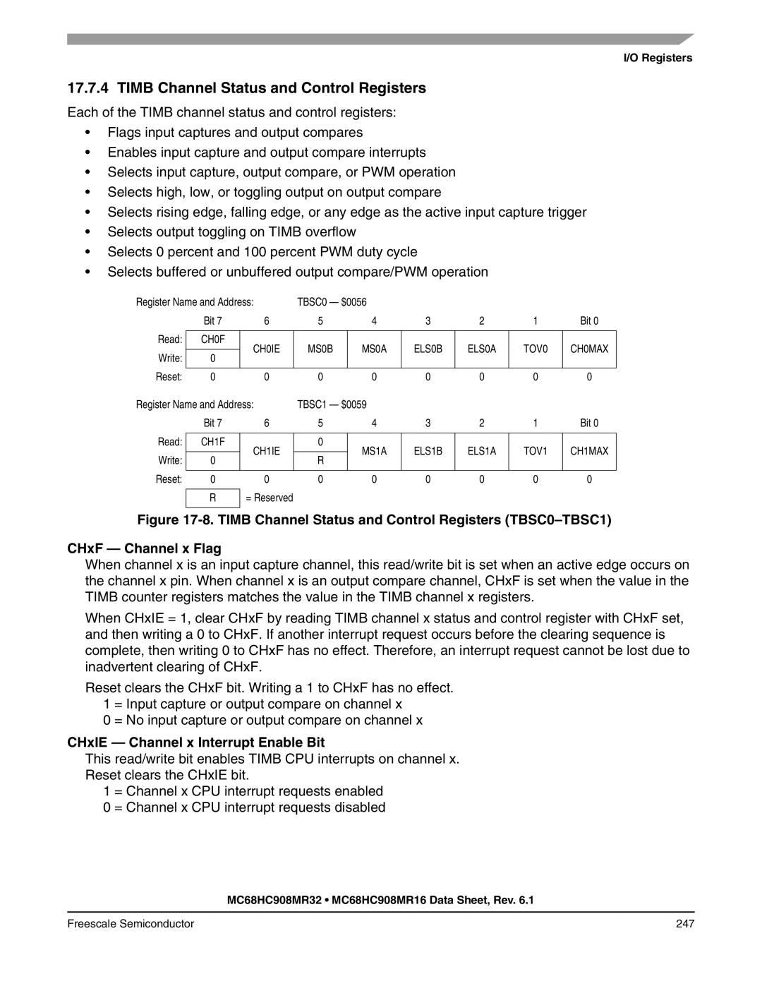 Freescale Semiconductor MC68HC908MR16 Timb Channel Status and Control Registers, CHxIE Channel x Interrupt Enable Bit 