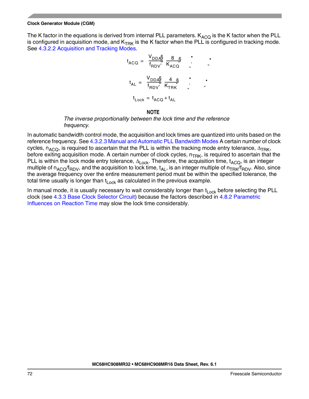 Freescale Semiconductor MC68HC908MR32, MC68HC908MR16 manual Frequency 
