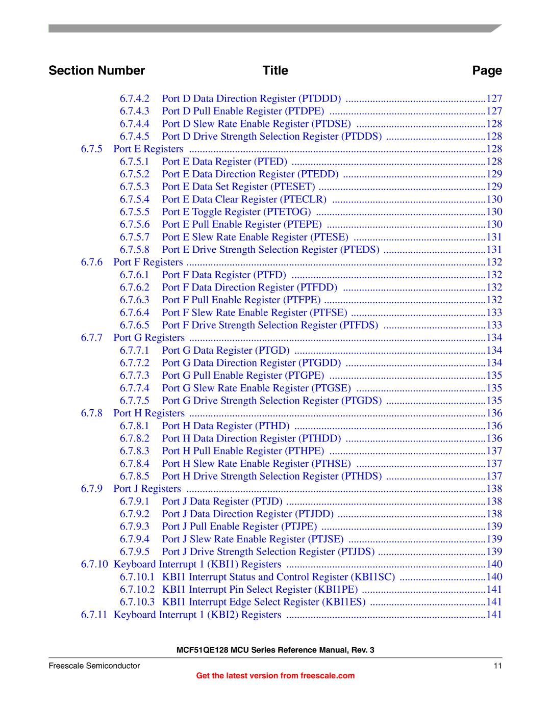 Freescale Semiconductor MCF51QE128RM manual 127 