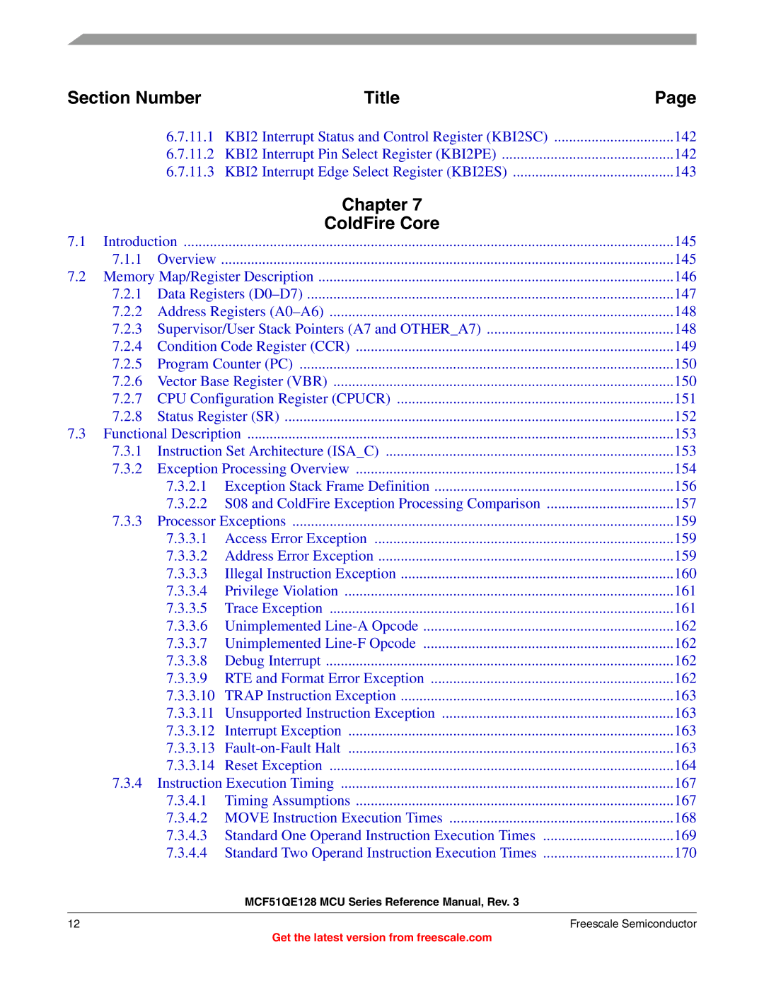 Freescale Semiconductor MCF51QE128RM manual ColdFire Core 