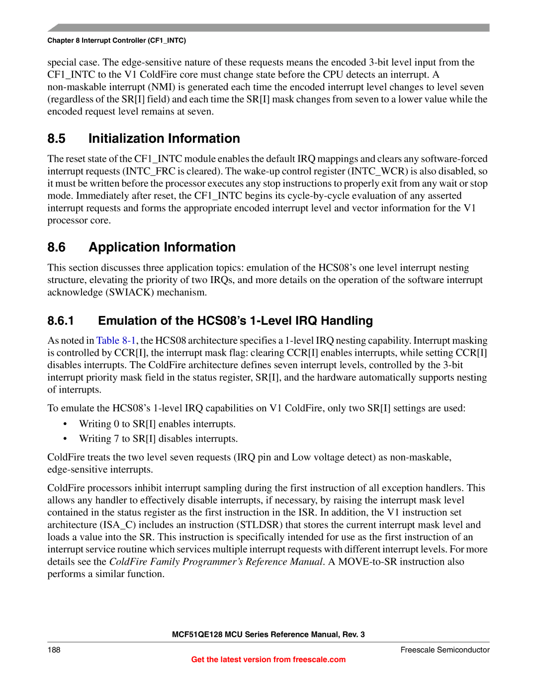 Freescale Semiconductor MCF51QE128RM manual Initialization Information, Application Information 