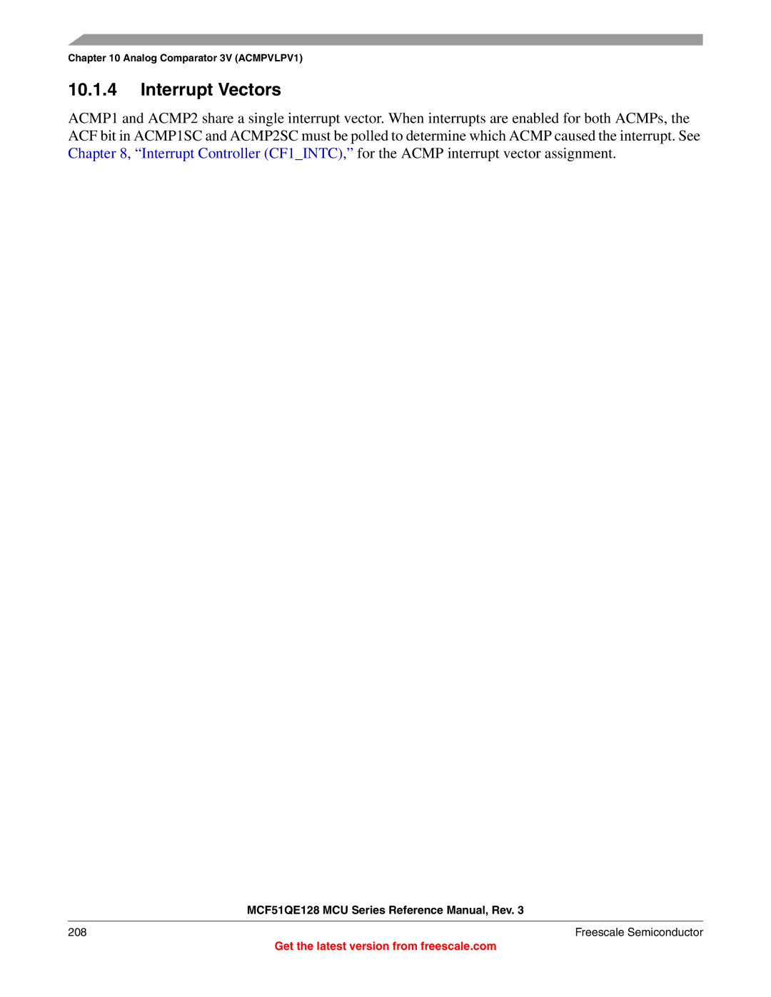 Freescale Semiconductor MCF51QE128RM manual Interrupt Vectors 