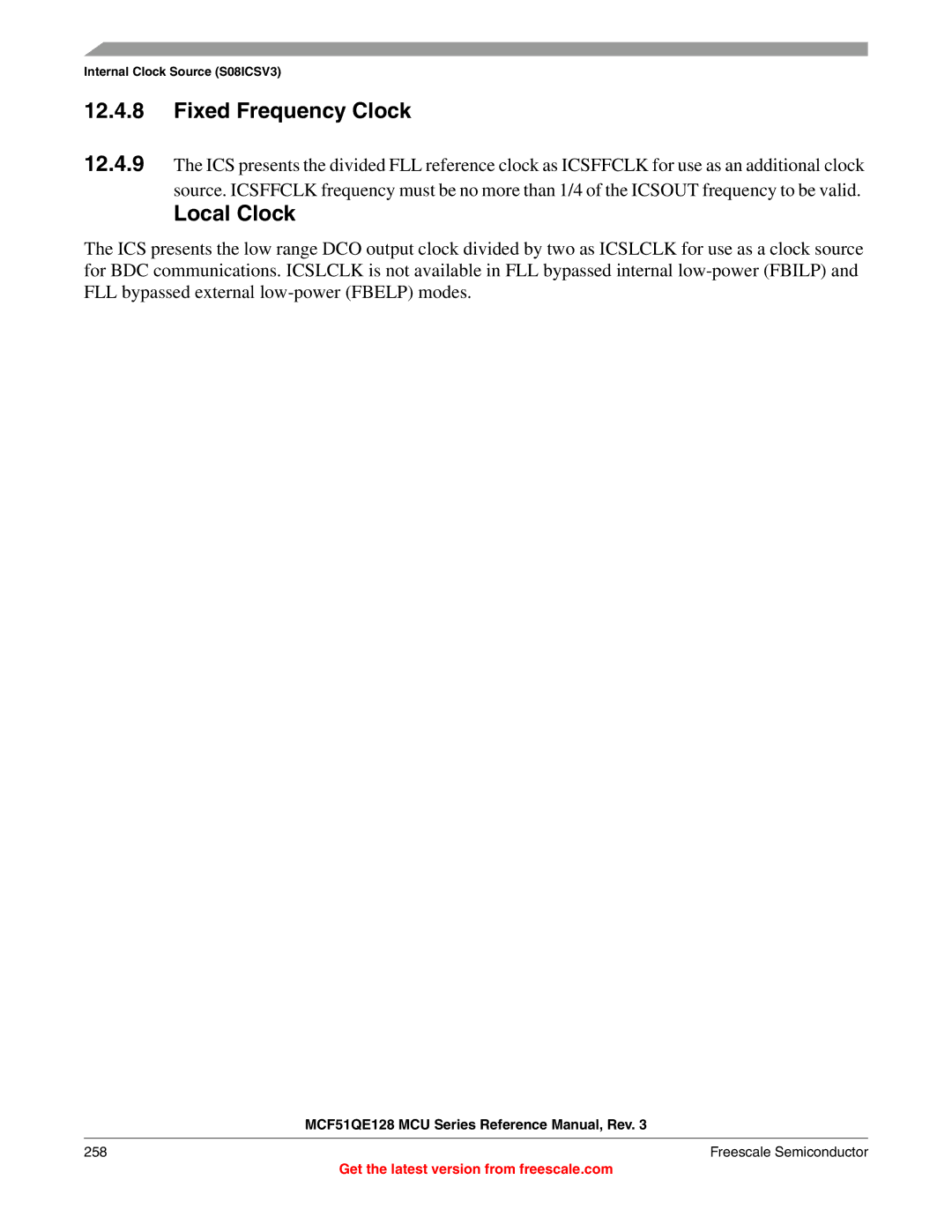 Freescale Semiconductor MCF51QE128RM manual Fixed Frequency Clock, Local Clock 