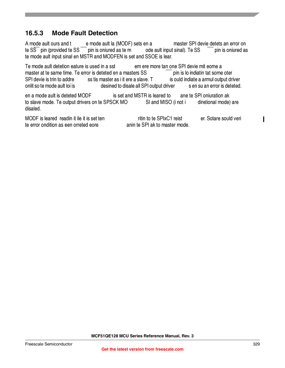 Freescale Semiconductor MCF51QE128RM manual Mode Fault Detection, Freescale Semiconductor 329 