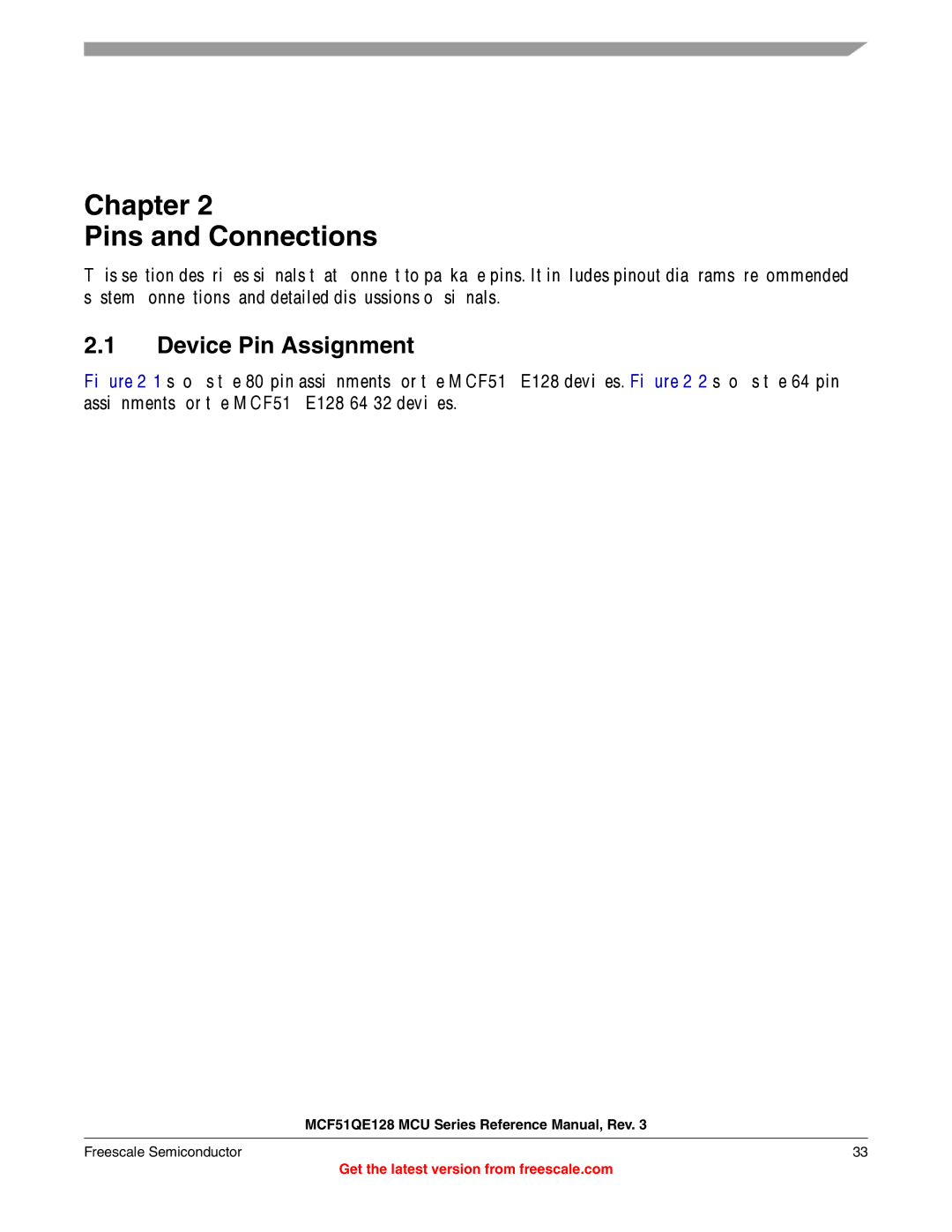 Freescale Semiconductor MCF51QE128RM manual Chapter Pins and Connections, Device Pin Assignment 