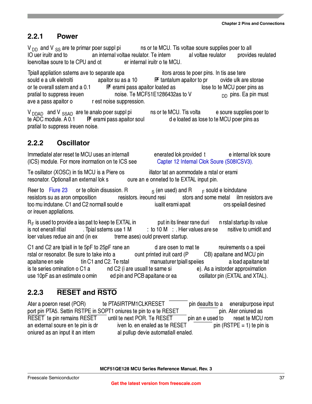 Freescale Semiconductor MCF51QE128RM manual Power, Oscillator, Reset and Rsto 