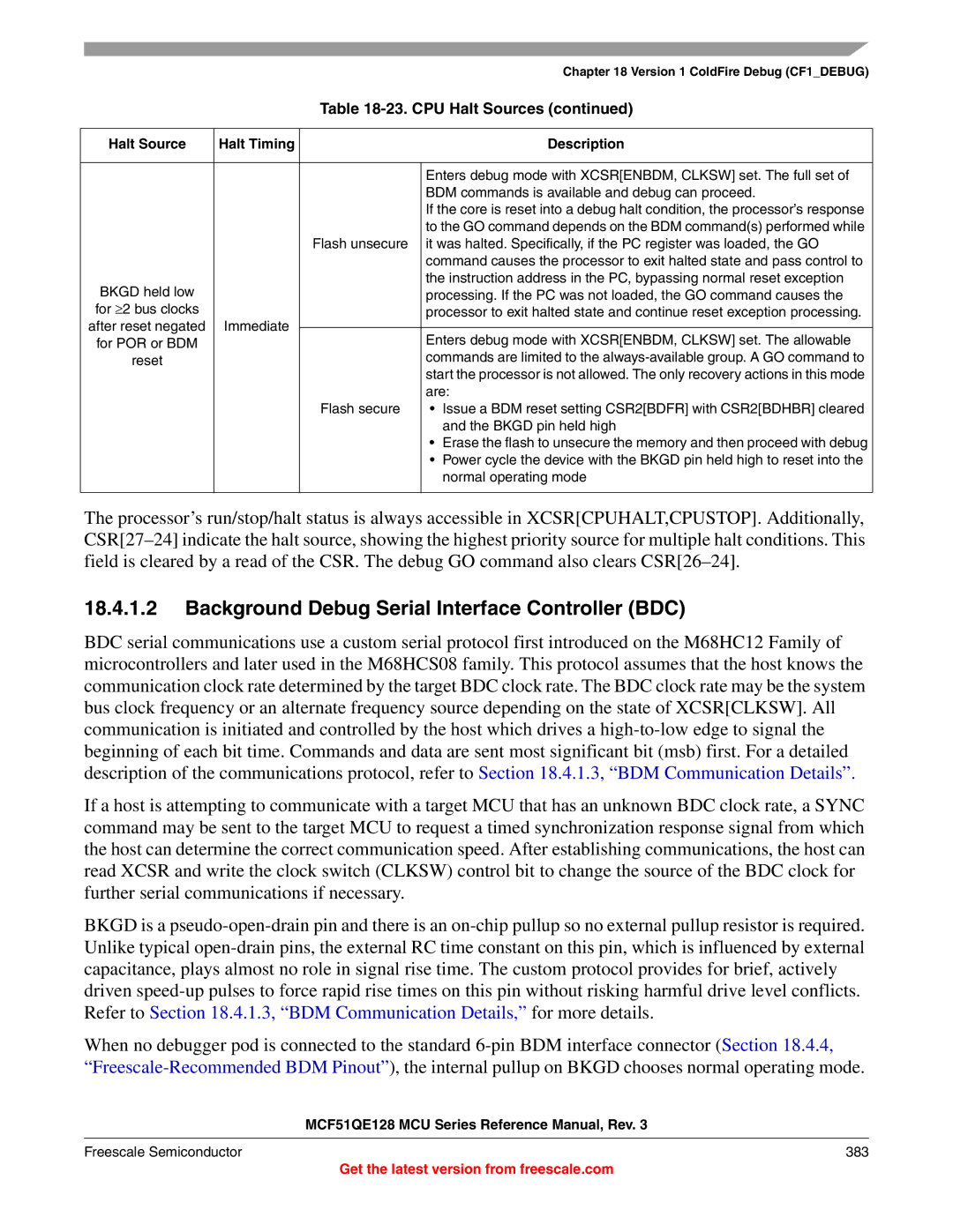 Freescale Semiconductor MCF51QE128RM manual Background Debug Serial Interface Controller BDC 