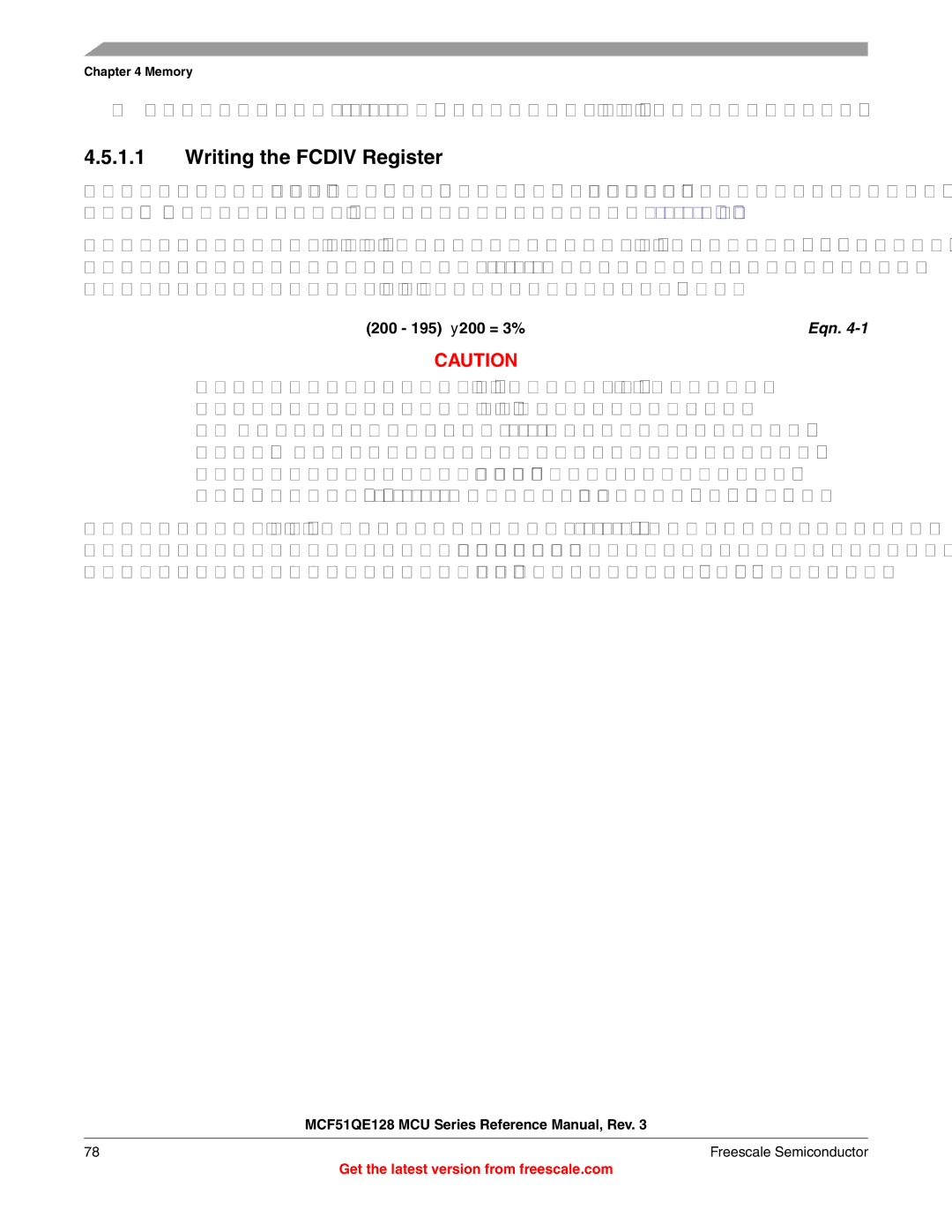 Freescale Semiconductor MCF51QE128RM manual Writing the Fcdiv Register, 200 195 ⎟ 200 = 3% 