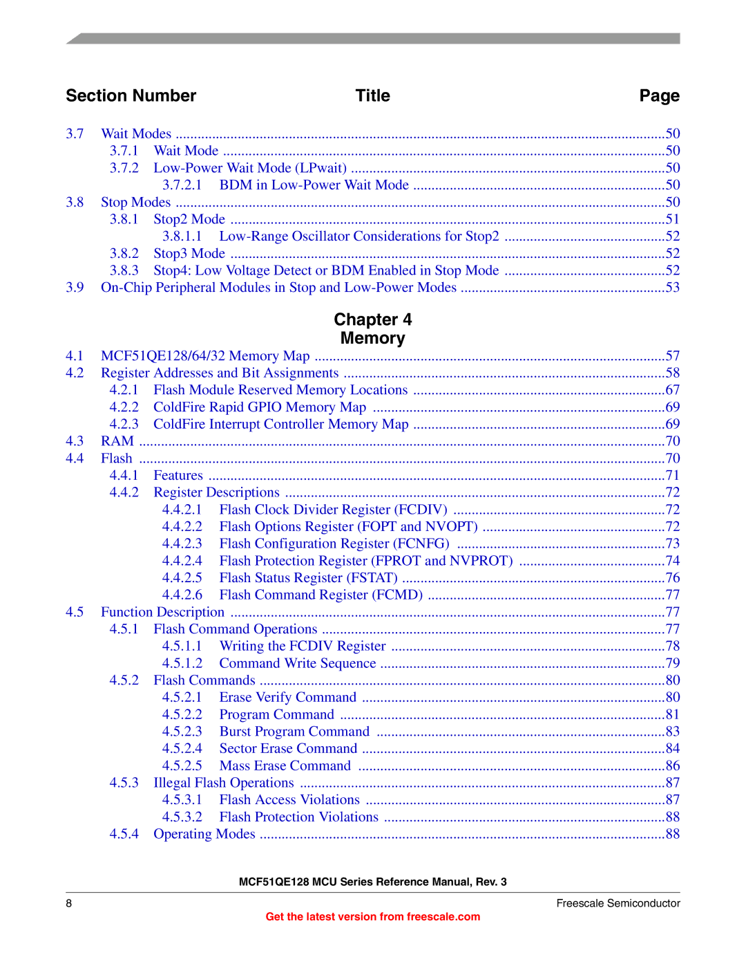 Freescale Semiconductor MCF51QE128RM manual Section Number Title 