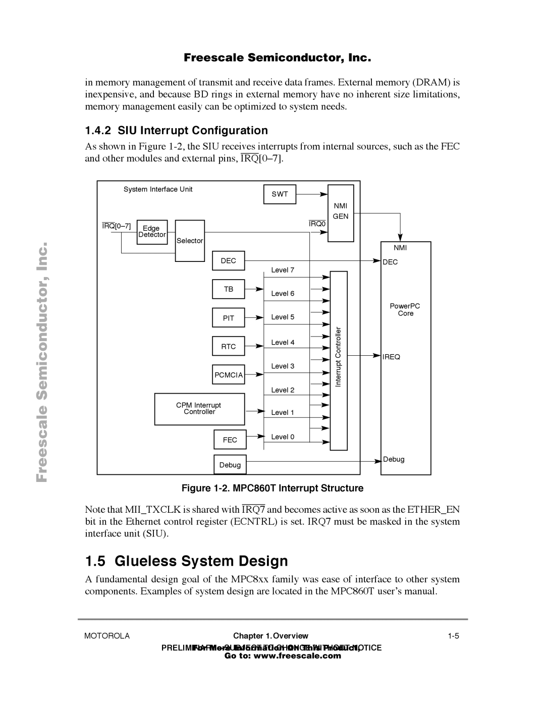 Freescale Semiconductor MPC860T user manual Glueless System Design, SIU Interrupt ConÞguration 