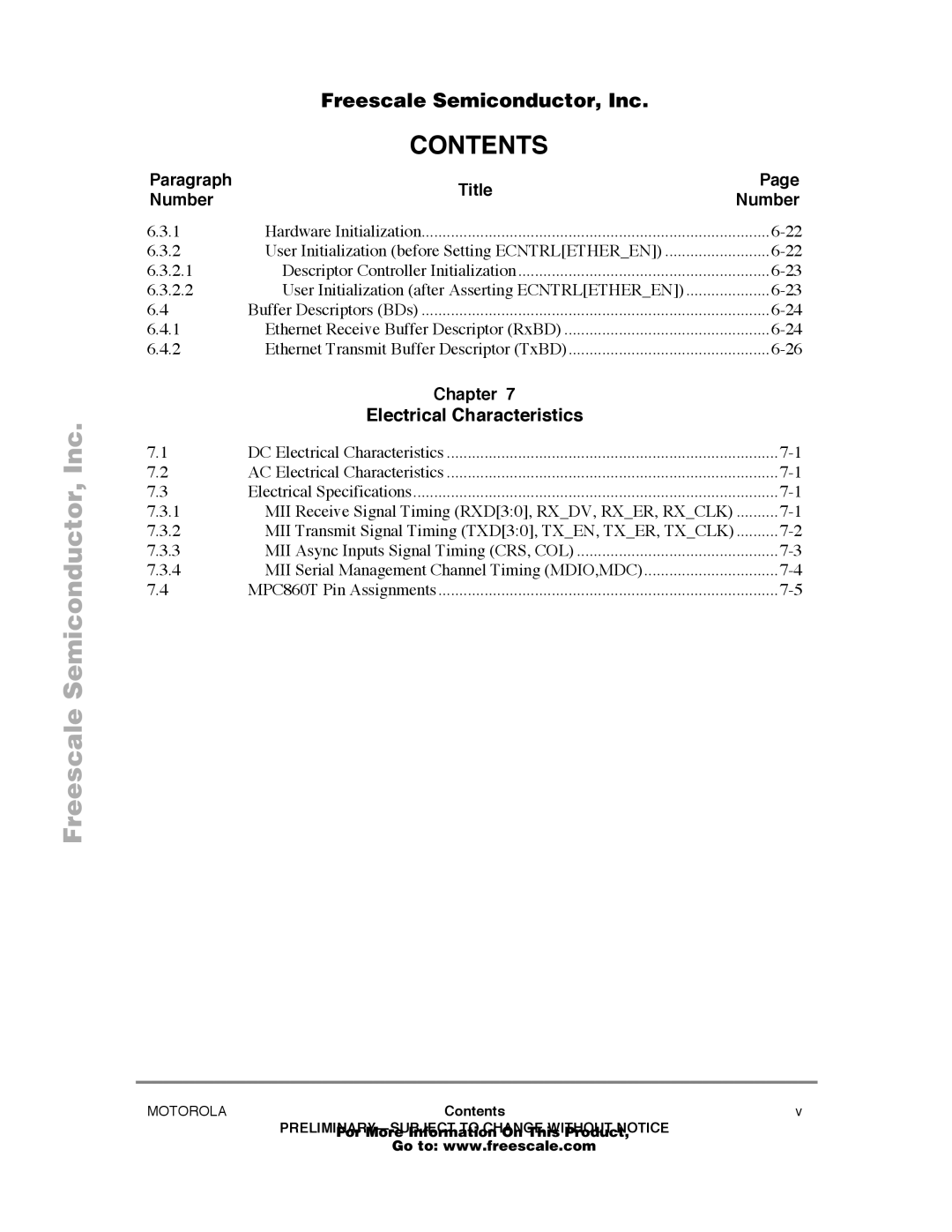 Freescale Semiconductor MPC860T user manual Contents 