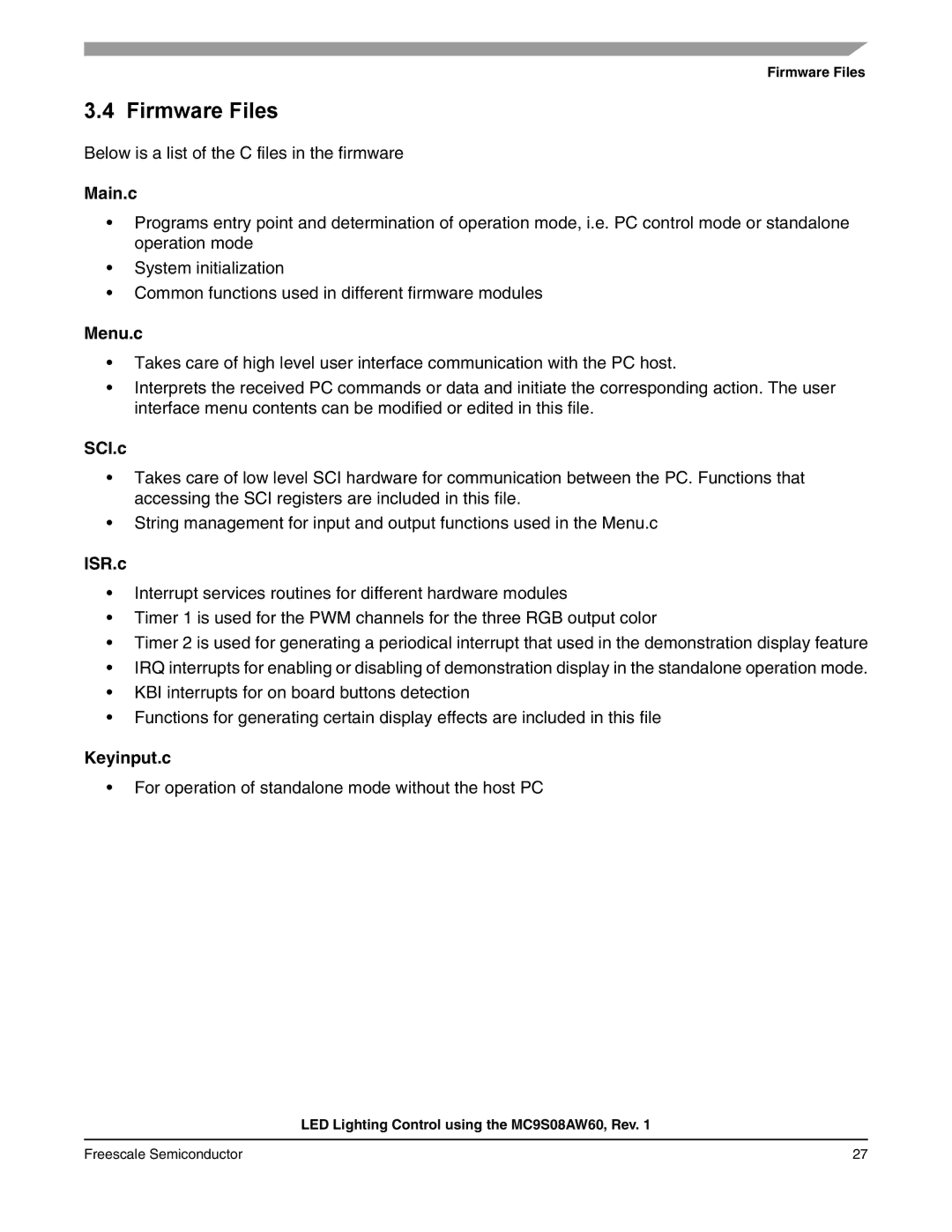 Freescale Semiconductor S08 manual Firmware Files 