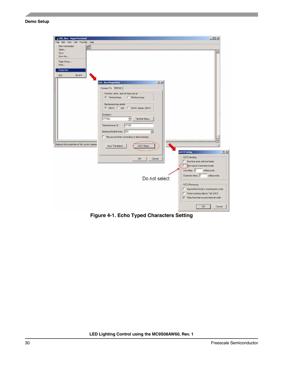 Freescale Semiconductor S08 manual Echo Typed Characters Setting 