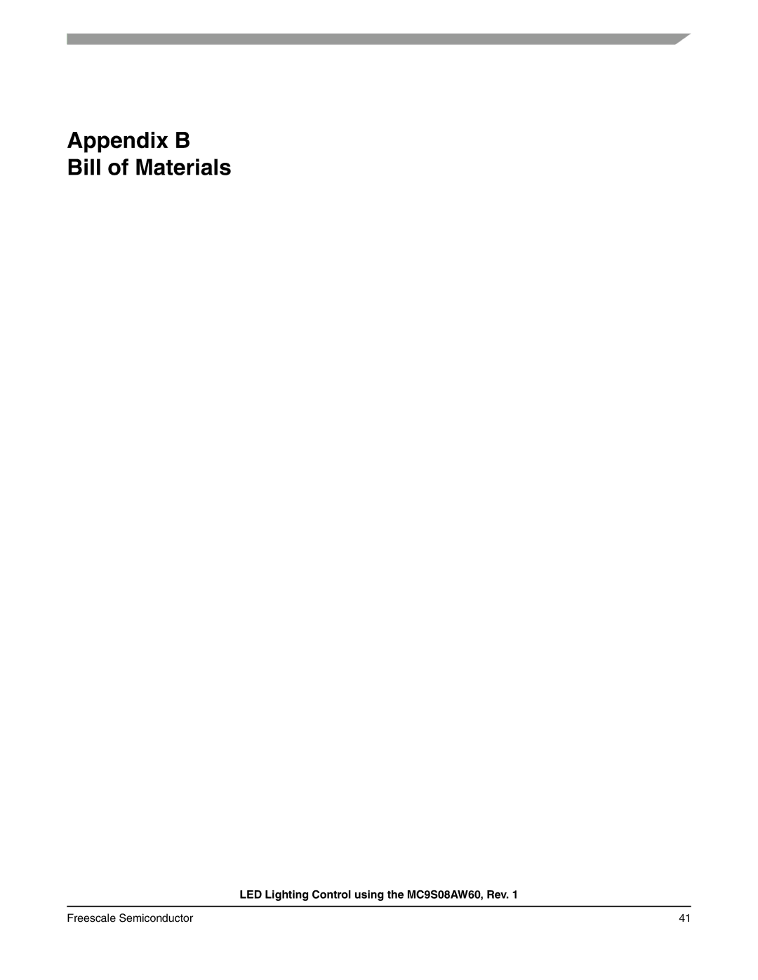 Freescale Semiconductor S08 manual Appendix B Bill of Materials 