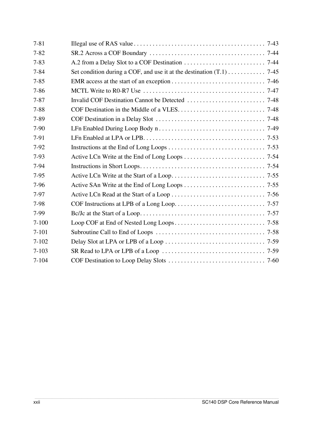 Freescale Semiconductor SC140 specifications Xxii 