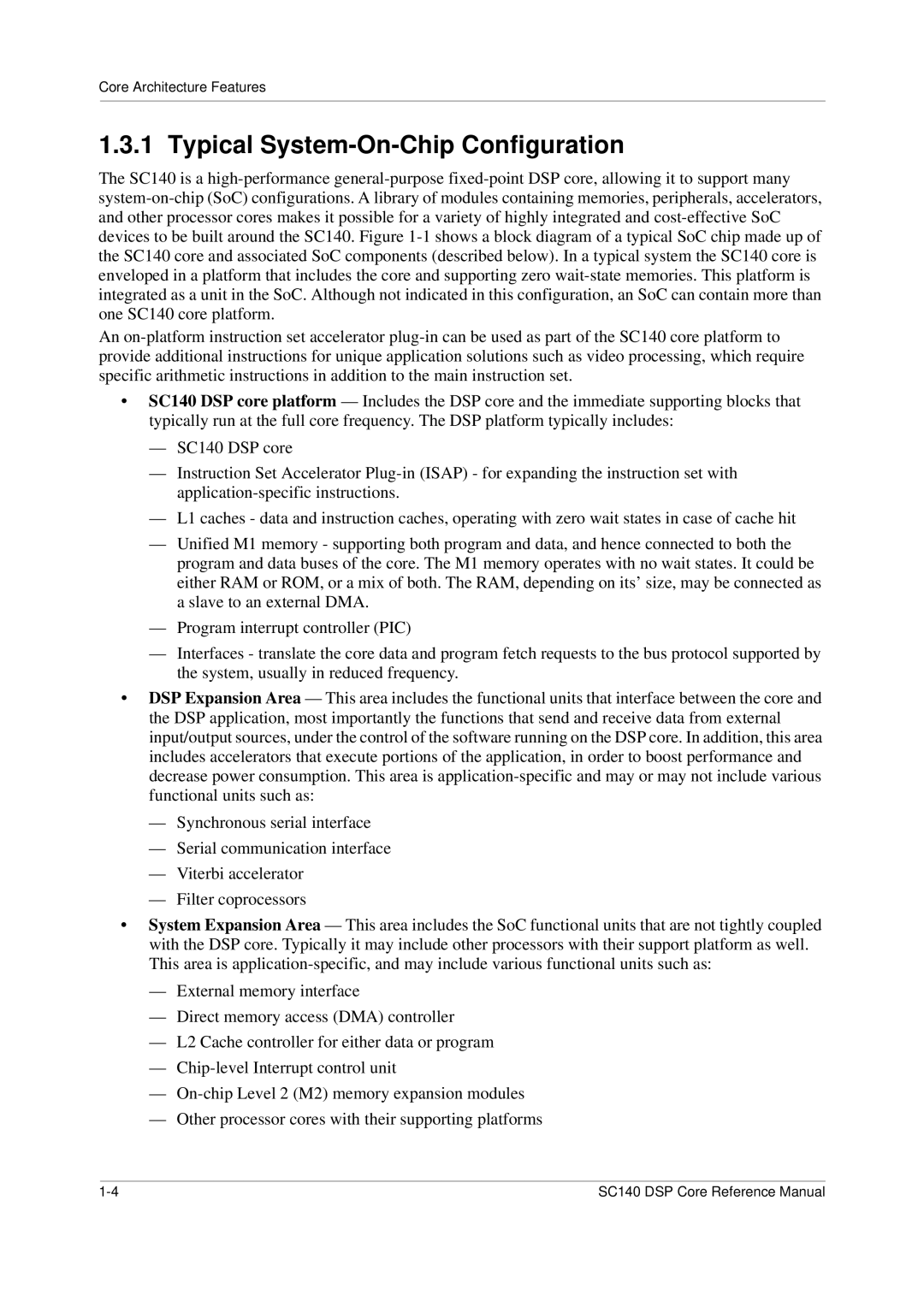 Freescale Semiconductor SC140 specifications Typical System-On-Chip Configuration 