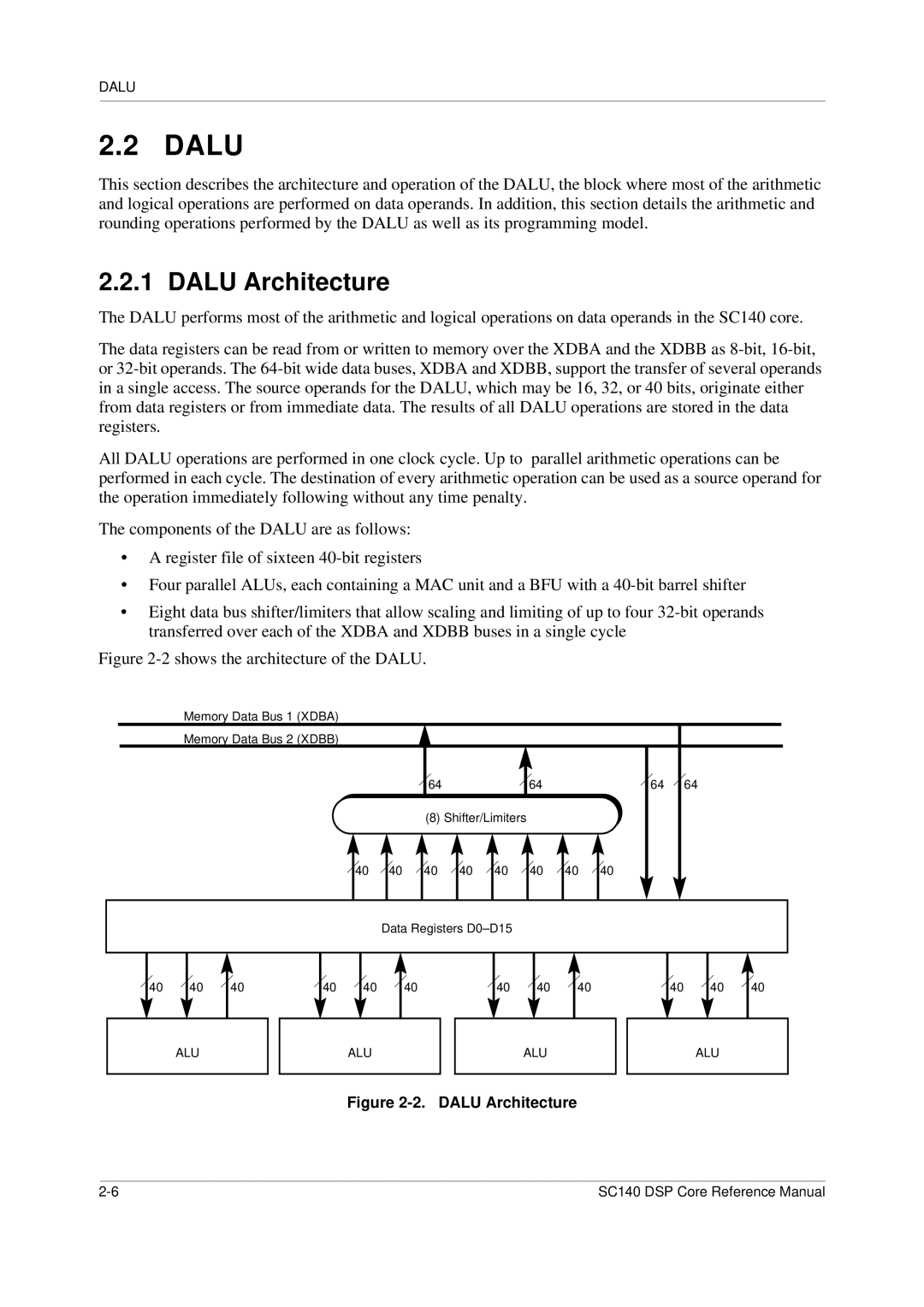 Freescale Semiconductor SC140 specifications Dalu Architecture 