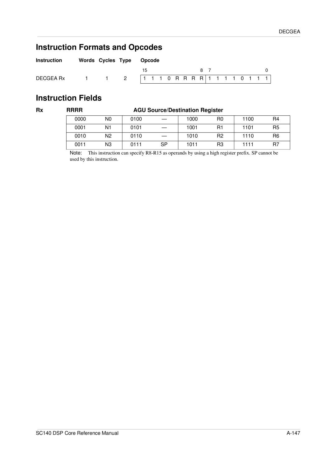 Freescale Semiconductor SC140 specifications Decgea Rx 