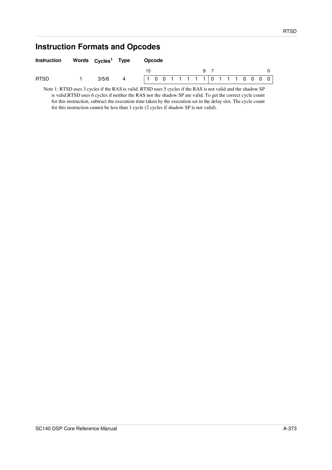 Freescale Semiconductor SC140 specifications Rtsd 