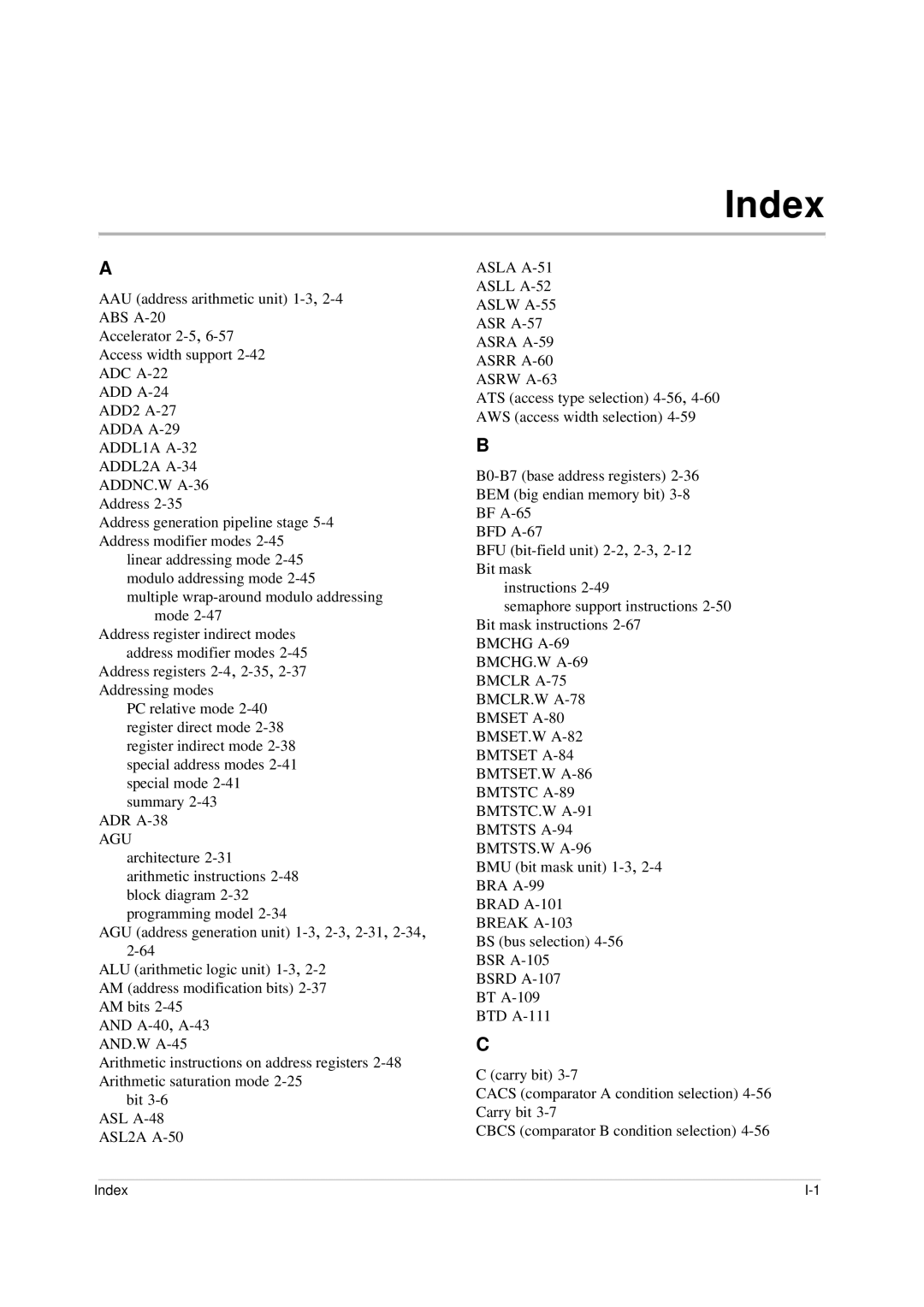 Freescale Semiconductor SC140 specifications Index 