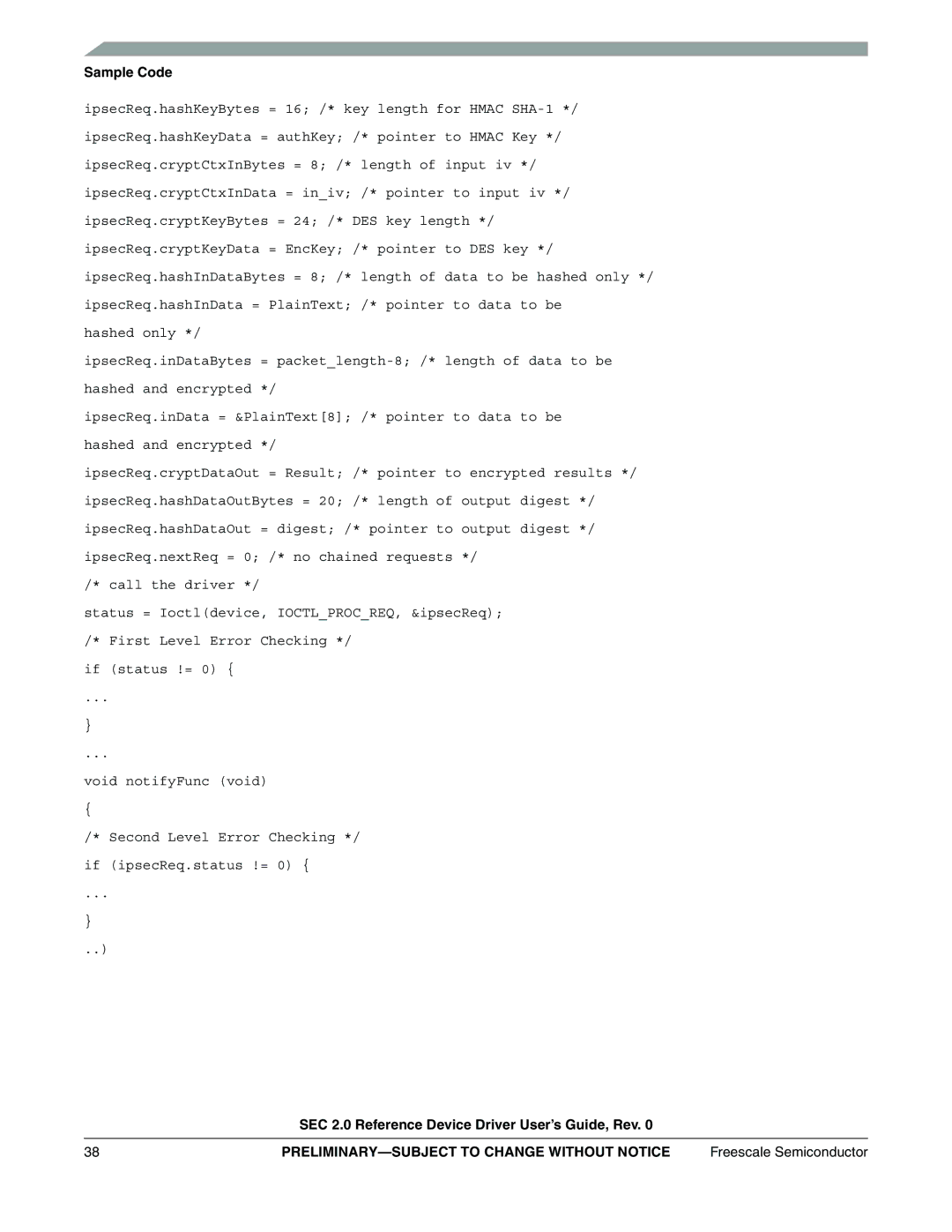 Freescale Semiconductor SEC2SWUG specifications PRELIMINARY-SUBJECT to Change Without Notice 