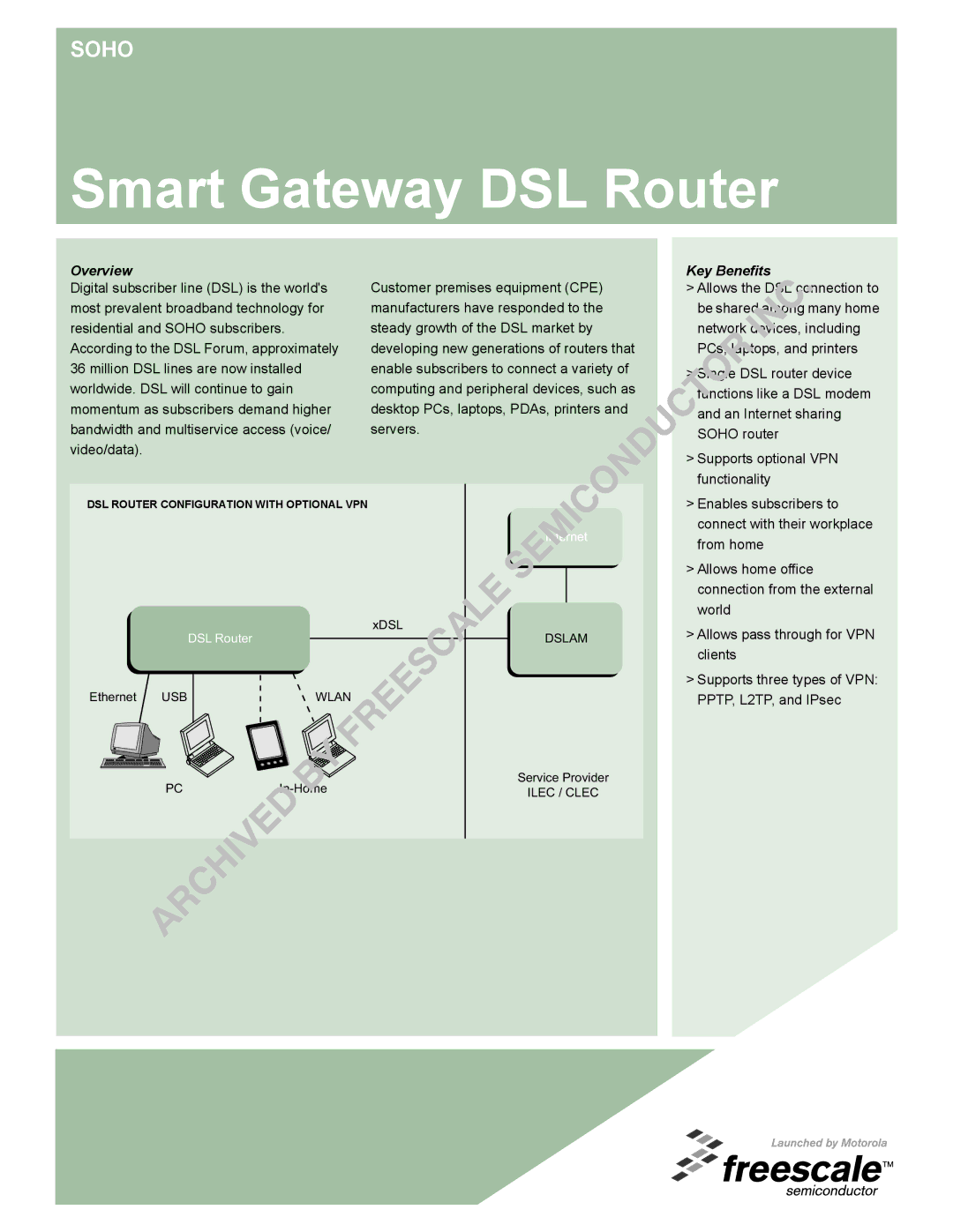 Freescale Semiconductor SG2106-2 manual Overview, Key Benefits 