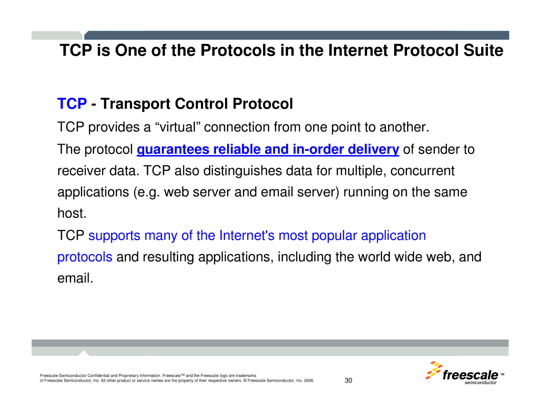 Freescale Semiconductor TWR-MCF52259-Ethenet manual TCP is One of the Protocols in the Internet Protocol Suite 