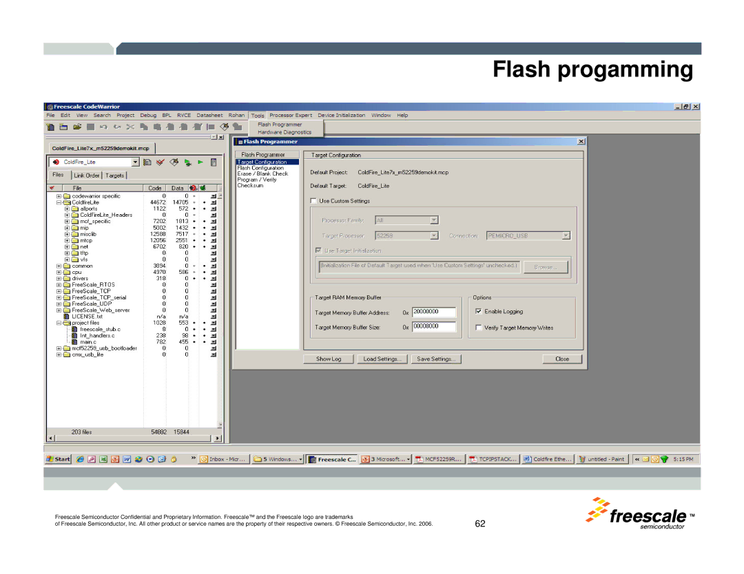 Freescale Semiconductor TWR-MCF52259-Ethenet manual Flash progamming 