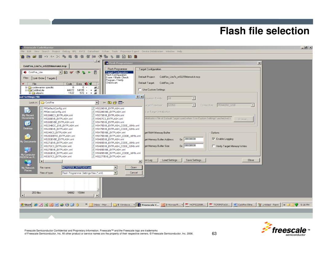 Freescale Semiconductor TWR-MCF52259-Ethenet manual Flash file selection 