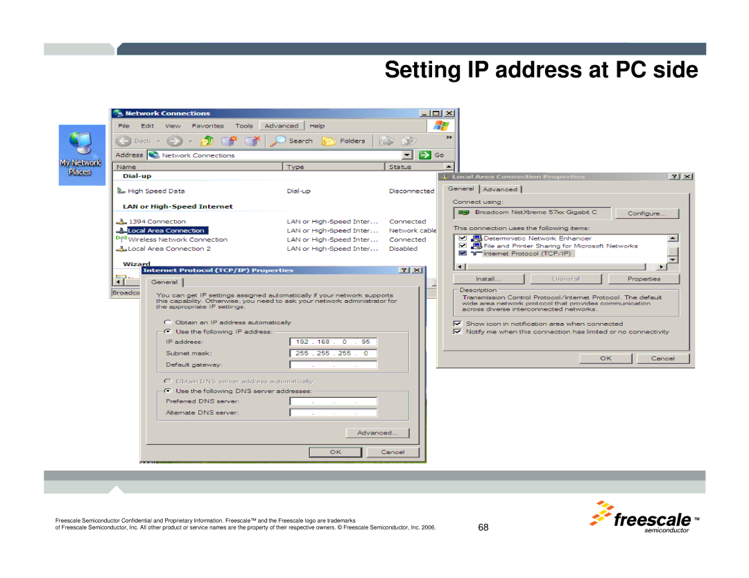 Freescale Semiconductor TWR-MCF52259-Ethenet manual Setting IP address at PC side 