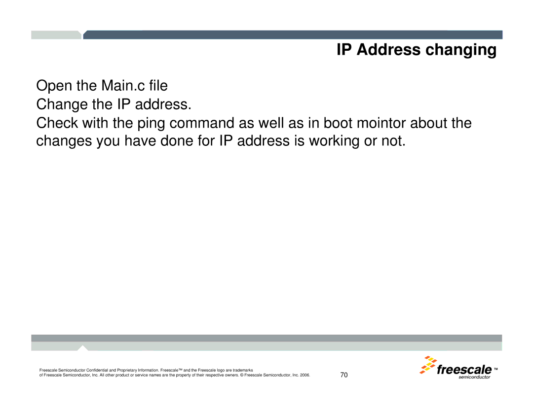 Freescale Semiconductor TWR-MCF52259-Ethenet manual IP Address changing 