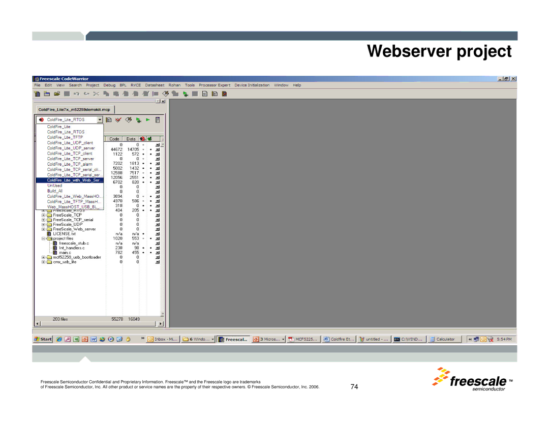 Freescale Semiconductor TWR-MCF52259-Ethenet manual Webserver project 