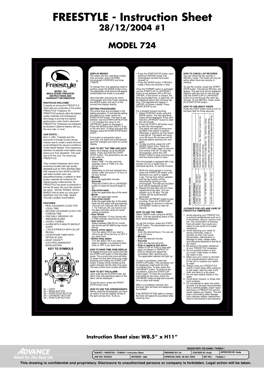 Freestyle 724 instruction sheet Our Roots…, Features, Display Modes, Setting Procedures, HOW to SET the Alarm 