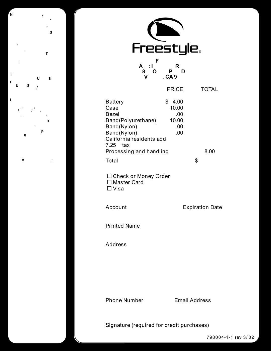 Freestyle 798 warranty Price Total 