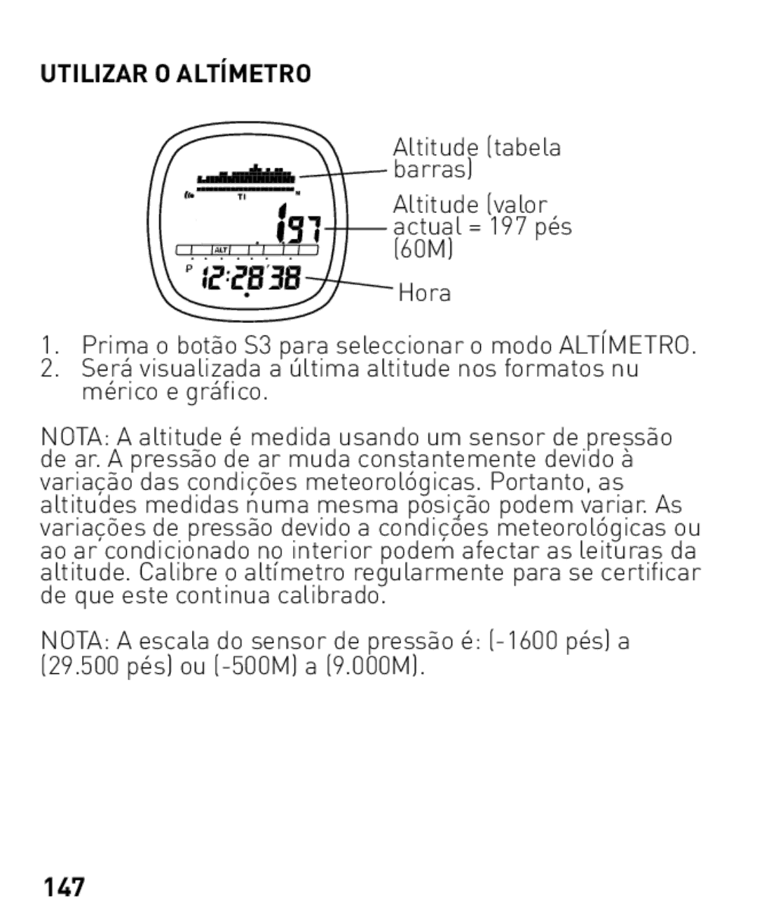 Freestyle Nomad manual Utilizar O Altímetro, 147 